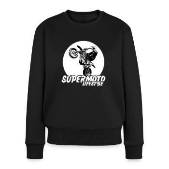 Supermoto / Supermotard / Supermoto Wheelie Biker - Frauen Premium Bio Pullover - Schwarz - Vorne - Julia (174cm)