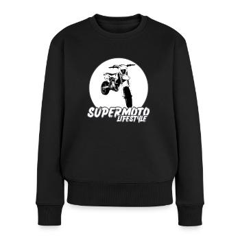 Supermoto / Supermotard / Supermoto Wheelie Biker - Frauen Premium Bio Pullover - Schwarz - Vorne - Julia (174cm)