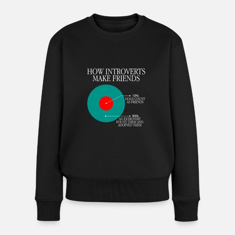 How Introverts Make Friends 3 - Frauen Premium Bio Pullover - Schwarz