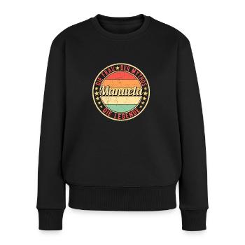 Manuela Die Frau Der Mythos Die Legende - Frauen Premium Bio Pullover - Schwarz - Vorne - Julia (174cm)
