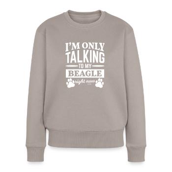 dicton amusant pour les amoureux des chiens Beagle - Pull Premium bio Femme - taupe - Devant - Julia (174cm)