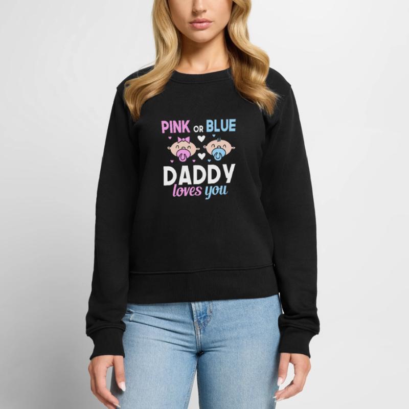 Pink Oder Blue Daddy Liebt Dich Vater Geschlecht Frauen Premium Bio Pullover