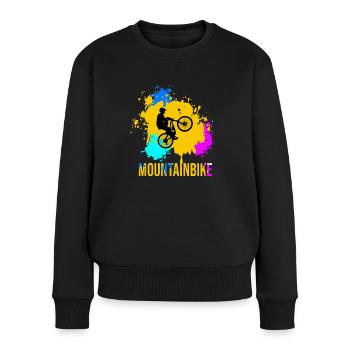 Mountainbike Rennen Rennräder Geschenk - Frauen Premium Bio Pullover - Schwarz - Vorne - Julia (174cm)