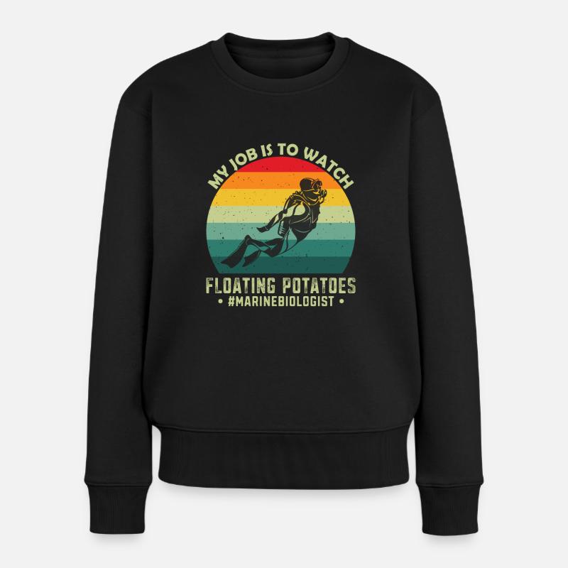 Seekuh Manatee Manti floaty potatoes - Frauen Premium Bio Pullover - Schwarz