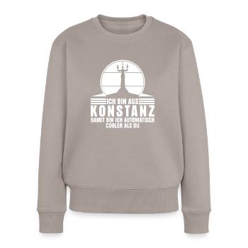 Konstanz Bodensee Urlaub Konstanzer - Frauen Premium Bio Pullover - Taupe - Vorne - Julia (174cm)