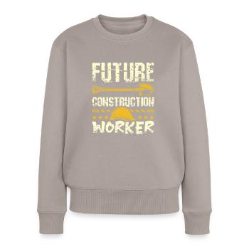 Future construction worker - Frauen Premium Bio Pullover - Taupe - Vorne - Julia (174cm)