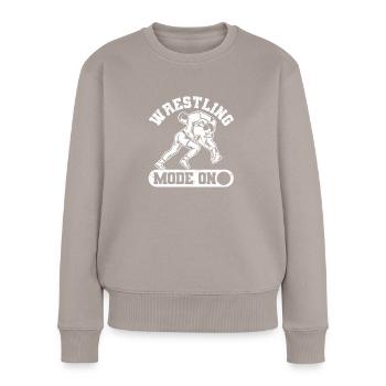 Mode de lutte sur un fan de lutteur amateur drôle - Pull Premium bio Femme - taupe - Devant - Julia (174cm)