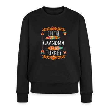 The Grandmom Turkey Day 2022 Happy Thanksgiving - Frauen Premium Bio Pullover - Schwarz - Vorne - Julia (174cm)