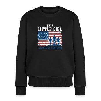 Little Girl Raise By Veteran Proud Veterans Day - Frauen Premium Bio Pullover - Schwarz - Vorne - Julia (174cm)