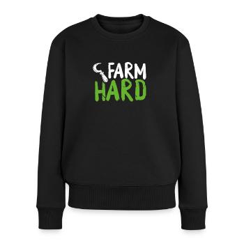 Travail acharné à la ferme - Pull Premium bio Femme - noir - Devant - Julia (174cm)