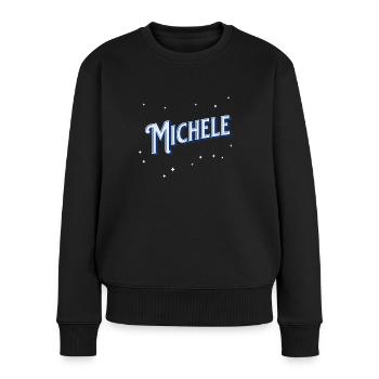 Michele Namen personalisiert - Frauen Premium Bio Pullover - Schwarz - Vorne - Julia (174cm)
