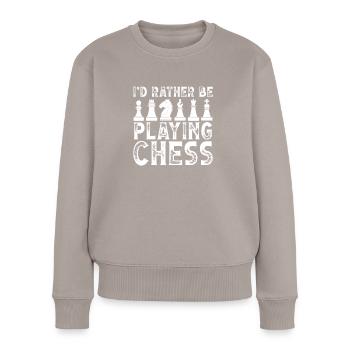 Ich Spiele Lieber Schach - Frauen Premium Bio Pullover - Taupe - Vorne - Julia (174cm)