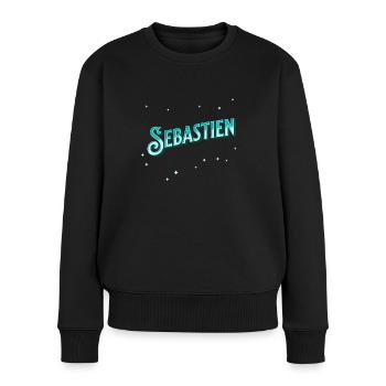 Nom de Sébastien personnalisé - Pull Premium bio Femme - noir - Devant - Julia (174cm)