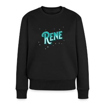Rene Namen personalisiert - Frauen Premium Bio Pullover - Schwarz - Vorne - Julia (174cm)