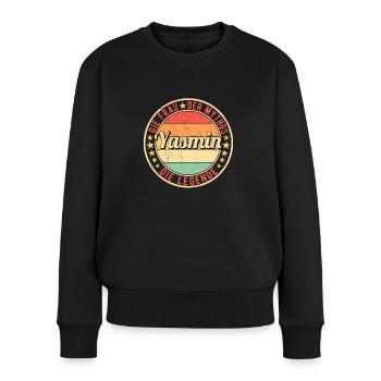 Yasmin Die Frau Der Mythos Die Legende - Frauen Premium Bio Pullover - Schwarz - Vorne - Julia (174cm)