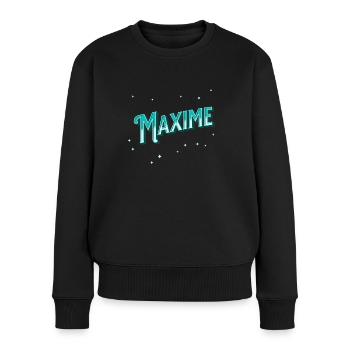 Maxime Namen personalisiert - Frauen Premium Bio Pullover - Schwarz - Vorne - Julia (174cm)