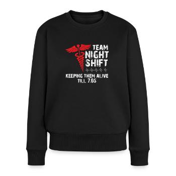Infirmière de nuit dans l’équipe - Pull Premium bio Femme - noir - Devant - Julia (174cm)