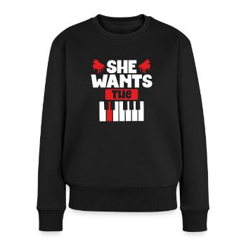 Sie möchte Die Tastatur - Frauen Premium Bio Pullover - Schwarz - Vorne - Julia (174cm)