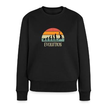 evolution vintage basket homme humour basketball - Pull Premium bio Femme - noir - Devant - Julia (174cm)