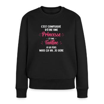 C est compliqué princesse et tantine - Pull Premium bio Femme - noir - Devant - Julia (174cm)