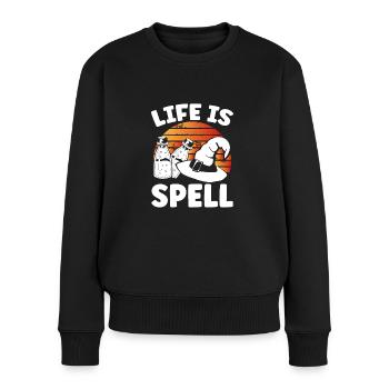 Hexe Leben benutzt Zauber - Frauen Premium Bio Pullover - Schwarz - Vorne - Julia (174cm)
