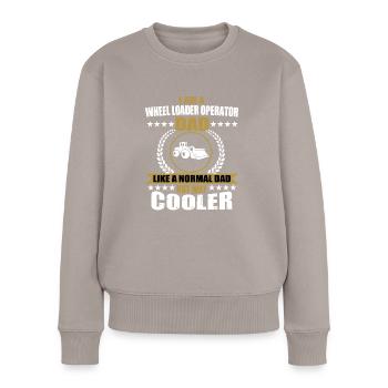 Chargeuse sur pneus Papa - Pull Premium bio Femme - taupe - Devant - Julia (174cm)