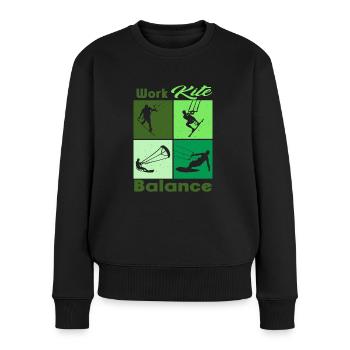 Équilibre du cerf-volant de travail. Style de vie Vintage Design, Travail - Pull Premium bio Femme - noir - Devant - Julia (174cm)