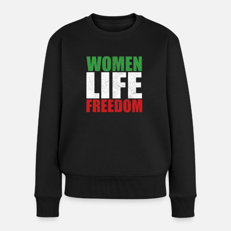 Women life freedom support retro Free Iran - Frauen Premium Bio Pullover - Schwarz