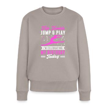 Akrobat Turner Gymnastik Turnen Tumbling - Frauen Premium Bio Pullover - Taupe - Vorne - Julia (174cm)
