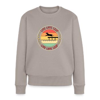 Dock Diving Live Love Leap - Women's Premium Organic Jumper - taupe - Front - Julia (174cm)