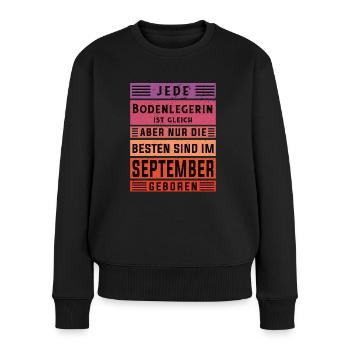 Parkett-Teppich Geburtstag September geboren - Frauen Premium Bio Pullover - Schwarz - Vorne - Julia (174cm)