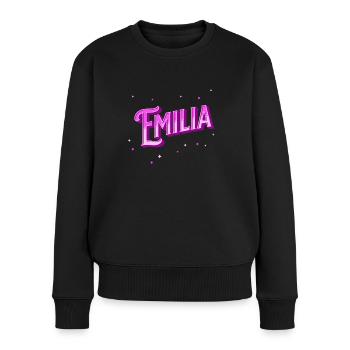 Nom Emilia personnalisé - Pull Premium bio Femme - noir - Devant - Julia (174cm)