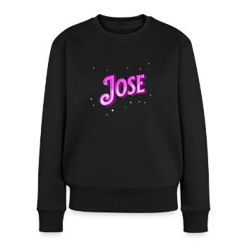 Jose Namen personalisiert - Frauen Premium Bio Pullover - Schwarz - Vorne - Julia (174cm)