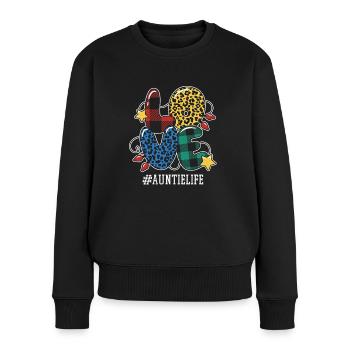 Pattern Aunt Family Love Christmas - Frauen Premium Bio Pullover - Schwarz - Vorne - Julia (174cm)