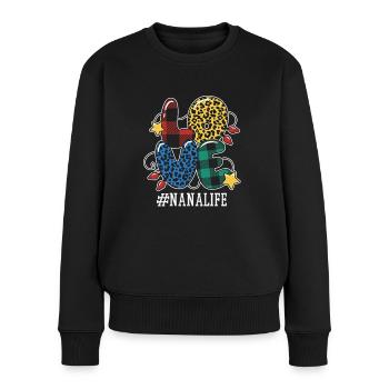 Pattern Grandmom Mama Family Love Christmas - Frauen Premium Bio Pullover - Schwarz - Vorne - Julia (174cm)