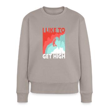 Je veux être un grimpeur de haut niveau - Pull Premium bio Femme - taupe - Devant - Julia (174cm)