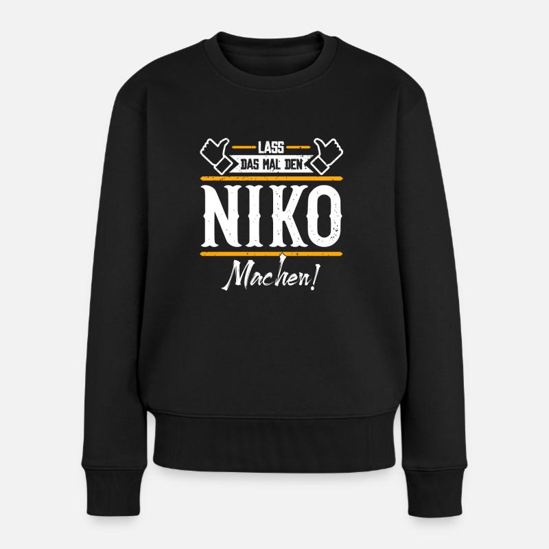 Niko Geschenkidee Geschenk Geburtstag - Frauen Premium Bio Pullover - Schwarz