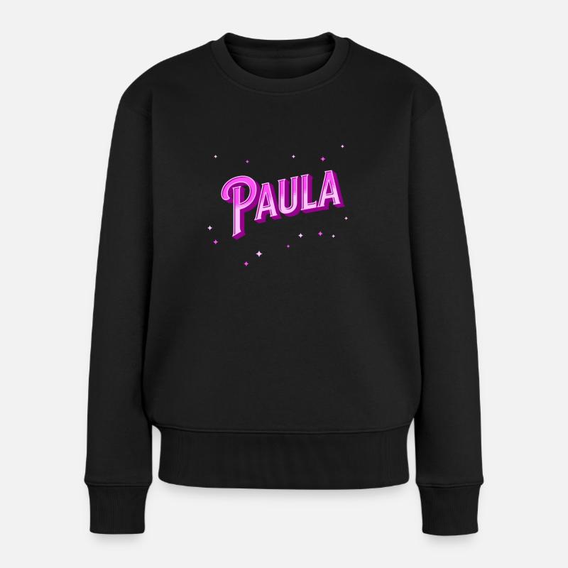 Paula Namen personalisiert - Frauen Premium Bio Pullover - Schwarz