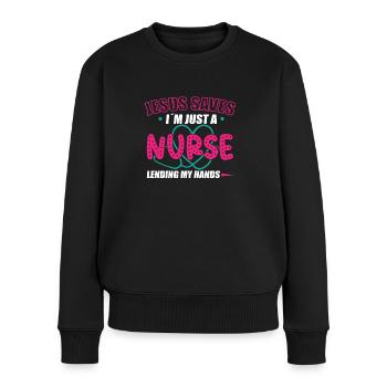 Krankenschwester Krankenpflege Klinik Sanitäter - Frauen Premium Bio Pullover - Schwarz - Vorne - Julia (174cm)