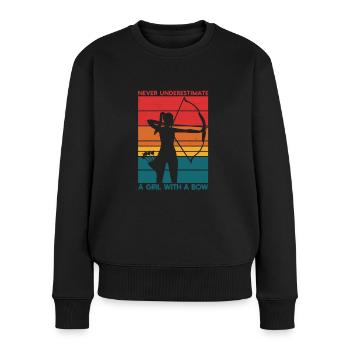 Never Underestimate A Girl With A Bow Archery - Women's Premium Organic Jumper - black - Front - Julia (174cm)
