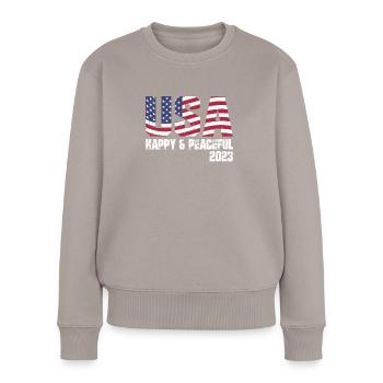 Freiheit Für Die ganze Menschheit - Frauen Premium Bio Pullover - Taupe - Vorne - Julia (174cm)
