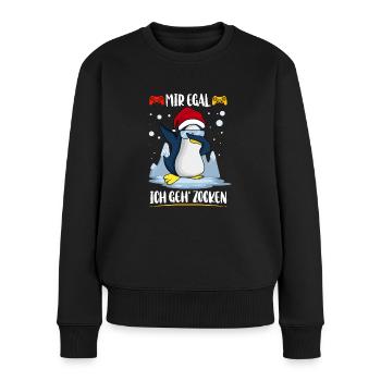 Egal Ich Geh Zocken Gaming Anti Weihnachts Shirt - Frauen Premium Bio Pullover - Schwarz - Vorne - Julia (174cm)