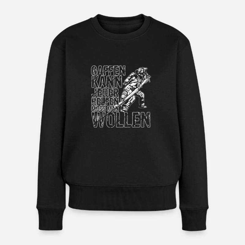 Feuerwehr Gaffen kann jeder Feuerwehrmann Gaffer G - Frauen Premium Bio Pullover - Schwarz