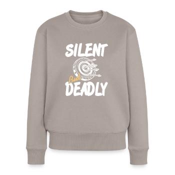 Archer - Silent but Deadly - Women's Premium Organic Jumper - taupe - Front - Julia (174cm)