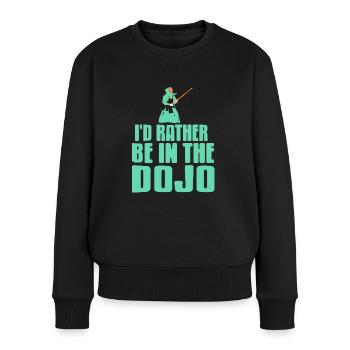 Id rather be in the Dojo - Frauen Premium Bio Pullover - Schwarz - Vorne - Julia (174cm)