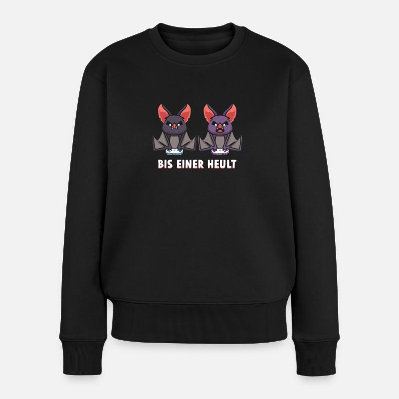 Bis Einer Heult Gamer Fledermaus - Frauen Premium Bio Pullover - Schwarz