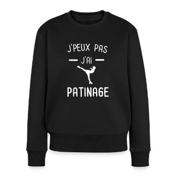je peux pas j'ai patinage femme - Pull Premium bio Femme - noir - Devant - Julia (174cm)