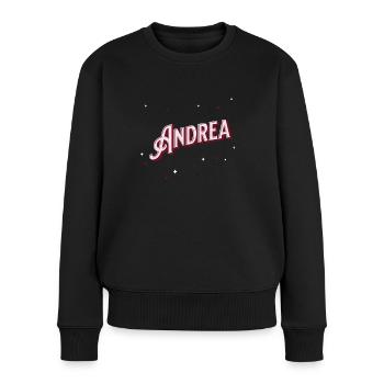 Andrea Namen personalisiert - Frauen Premium Bio Pullover - Schwarz - Vorne - Julia (174cm)