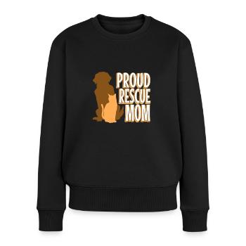 Proud rescue mom - Frauen Premium Bio Pullover - Schwarz - Vorne - Julia (174cm)