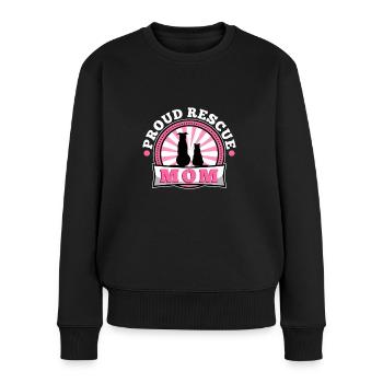 Proud rescue mom - Frauen Premium Bio Pullover - Schwarz - Vorne - Julia (174cm)